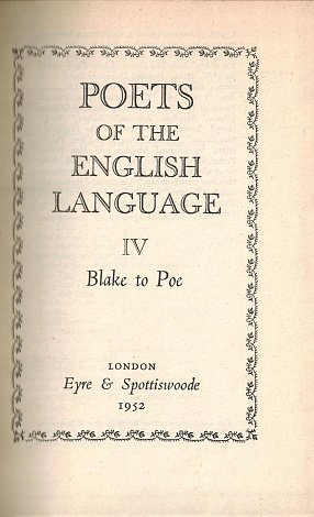 Poets of the English Language.  Vol. 4. Blake to Poe.