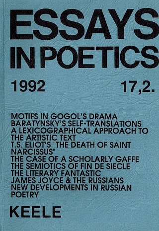 Essays in Poetics: The Journal of the British Neo-Formalist Circle.