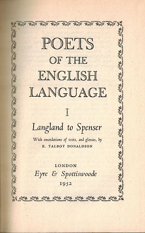 Poets of the English Language.  Vol. 1. Langland to Spencer.
