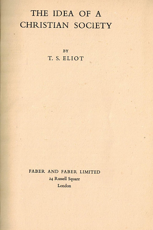 The Idea of a Christian Society.