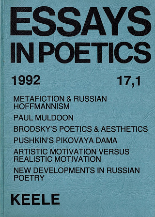 Essays in Poetics: The Journal of the British Neo-Formalist Circle.